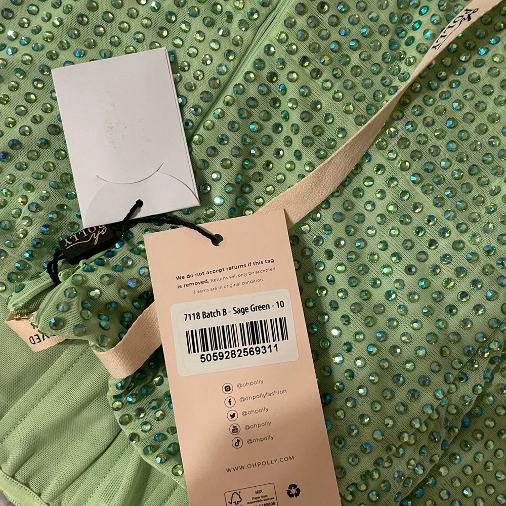 Oh Polly Daleyza Green Embellished Dress - Picture 7 of 7